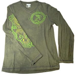 INTERNATIONAL CONCEPT green long sleeve tee size S
